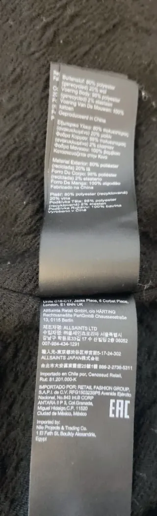 Chaqueta Cazadora ALLSAINTS Relaxed Fit Talla M