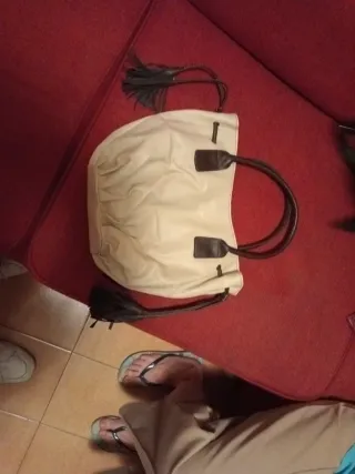 Bolso Beige y Marrón con Tiras