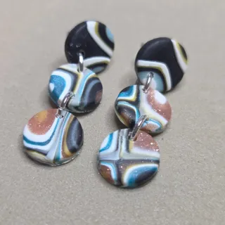 Pack de 3 Pendientes arcilla polimérica morado y b