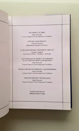 Theriaka y Alexipharmaka, Nicandro, Moleiro Editor