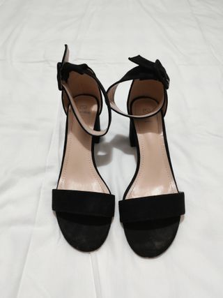 Seaside Sapatos de salto alto pretos tecido veludo