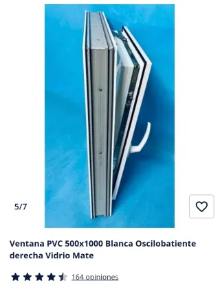 Ventana PVC 500x1000 Blanca Vidrio Mate