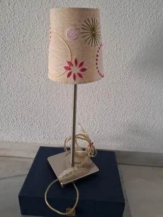 Lámpara Metalica de Mesa Ikea Pantalla Bordada