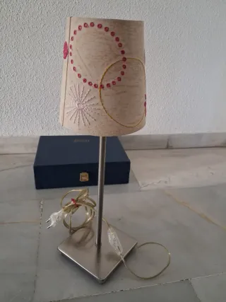 Lámpara Metalica de Mesa Ikea Pantalla Bordada