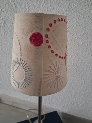 Lámpara Metalica de Mesa Ikea Pantalla Bordada