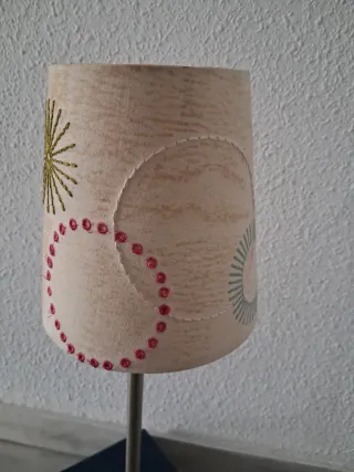 Lámpara Metalica de Mesa Ikea Pantalla Bordada