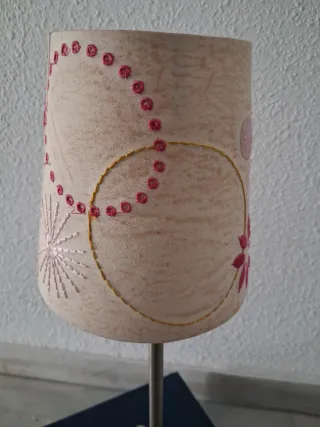 Lámpara Metalica de Mesa Ikea Pantalla Bordada