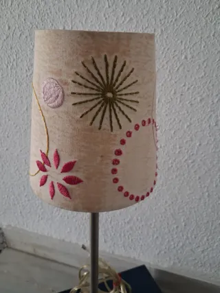 Lámpara Metalica de Mesa Ikea Pantalla Bordada