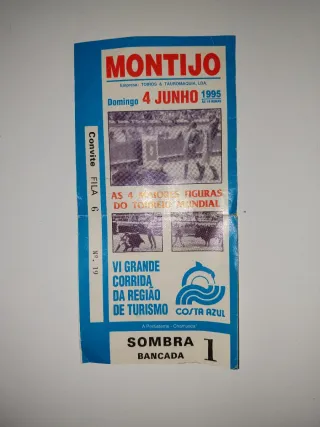 Bilhete Tourada Antigo - 1995
