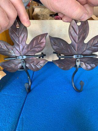 Coppia Portacandele Foglia Bronzo