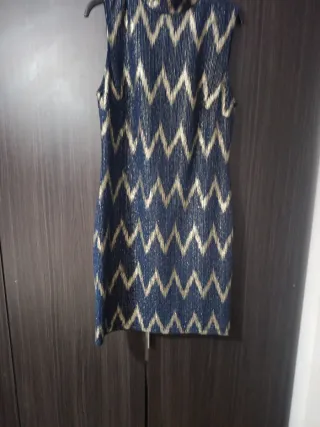 Vestido fiesta azul y dorado