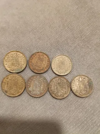 7 Monedas 1 Peseta Franco y Juan Carlos I