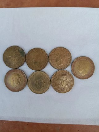 7 Monedas 1 Peseta Franco y Juan Carlos I
