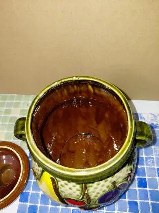 Vasija cerámica Rumtopf frutas