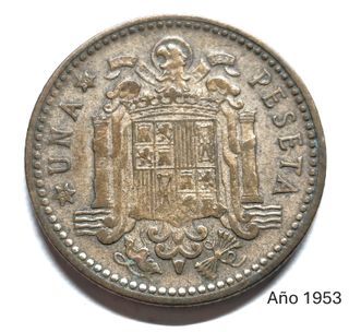Lote de siete Monedas 1 Peseta 1953