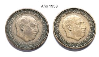 Lote de siete Monedas 1 Peseta 1953