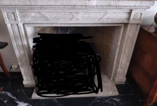 Chimenea de Mármol y Piedra Beige/Gris