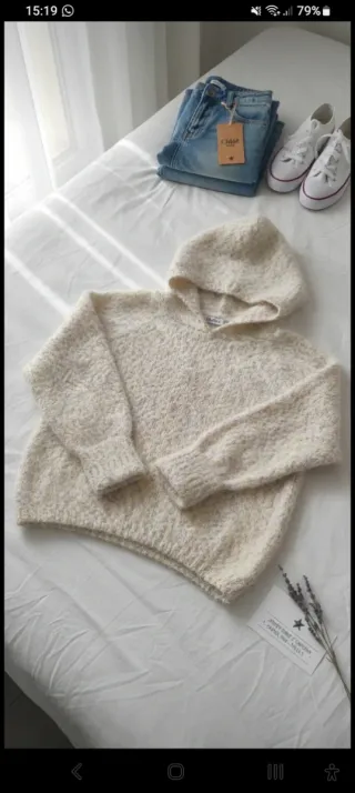 Sudadera niña punto jaspeado capucha Talla13/158