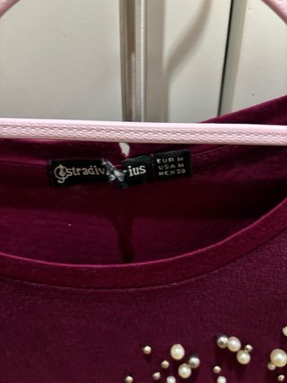 Blusa Stradivarius Granate Perlas