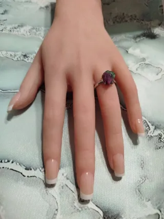 Anillo Rubí Zoisita Natural Bruto