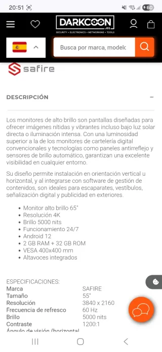 Monitor 55 Alta Resolución SAFIRE