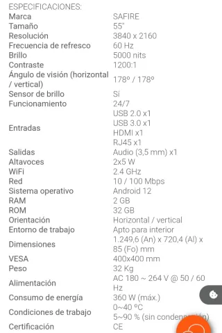 Monitor 55 Alta Resolución SAFIRE