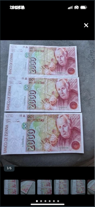3 Billetes 2000 Pesetas Correlativos