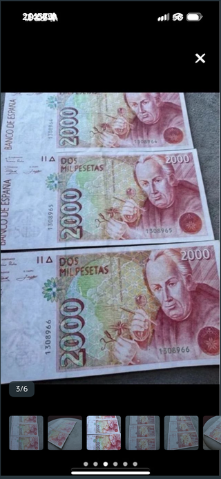 3 Billetes 2000 Pesetas Correlativos