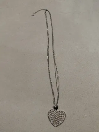 Collana lunga cuore con brillanti