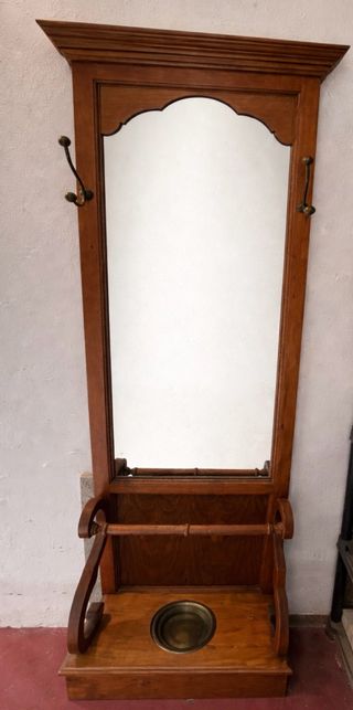 Entradita madera espejo perchero paragüero
