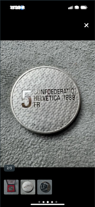 5 francos suizos 1989