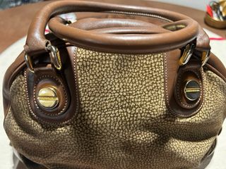 Borsa Borbonese vintage pelle e tessuto