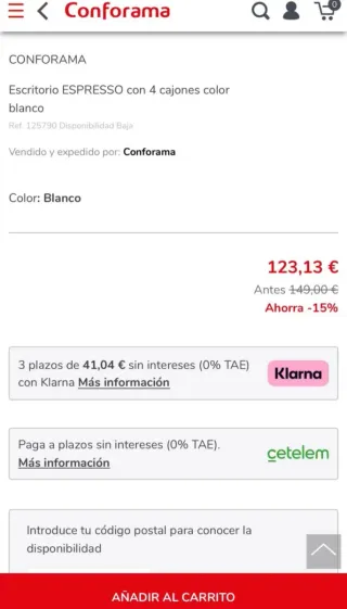 Scrivania bianca con 4 cassetti