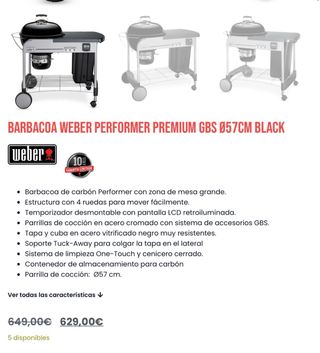 Barbacoa Weber Carbon Premium + Funda