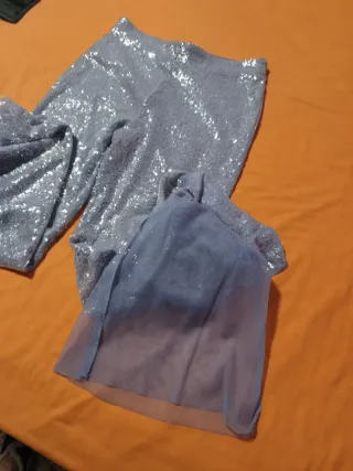 Pantalón campana lentejuelas Mango Talla M