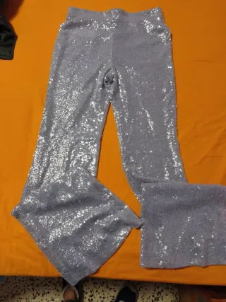 Pantalón campana lentejuelas Mango Talla M