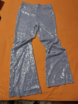 Pantalón campana lentejuelas Mango Talla M