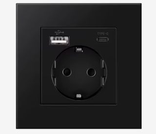 Enchufe Negro con USB y Tipo-C