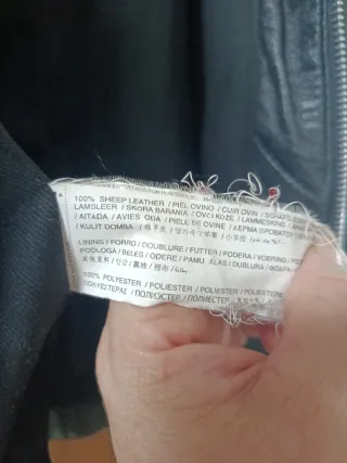 Cazadora Piel Negra Mango Talla M