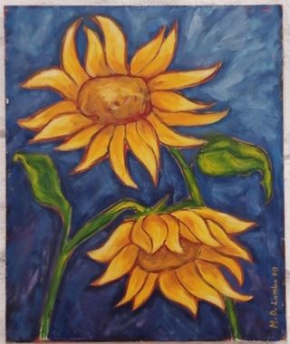 Quadro originale a olio con girasoli