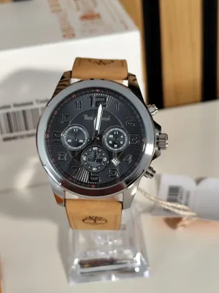 Relógio Timberland Couro Castanho Preto e Prateado