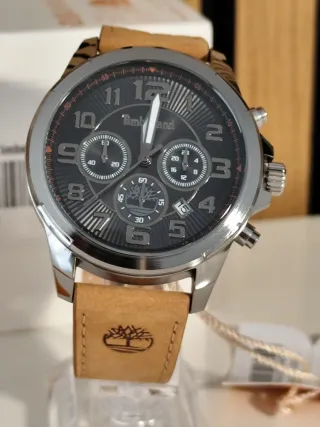 Relógio Timberland Couro Castanho Preto e Prateado