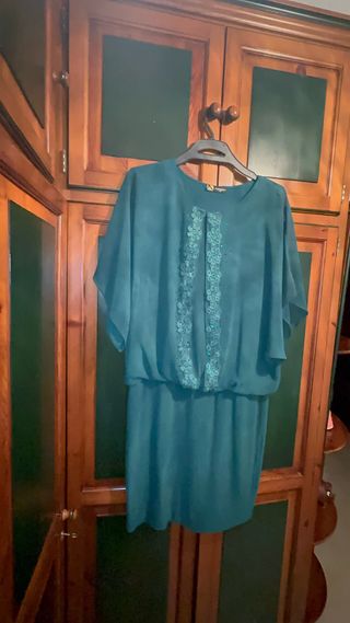 Vestido de fiesta verde azulado