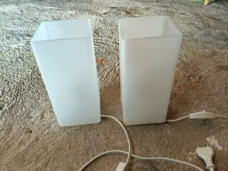 Pareja Lámparas Mesilla Noche Blancas