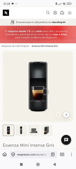 Cafetera Nespresso Essenza Mini Gris