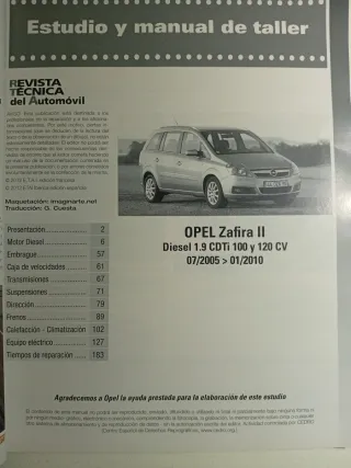 OPEL ZAFIRA B 1.9 CDTI 100 120 CV MANUAL DE TALLER