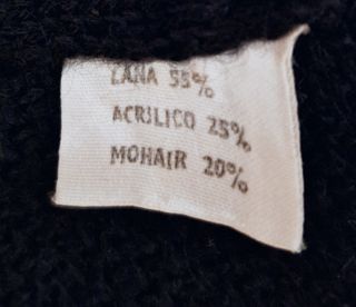 Mantella nera vintage in lana e mohair