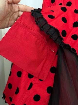 Vestido Flamenco Rojo Lunares Negros
