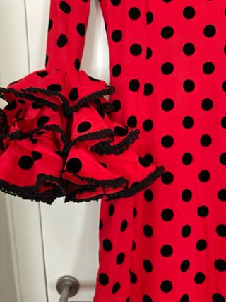 Vestido Flamenco Rojo Lunares Negros