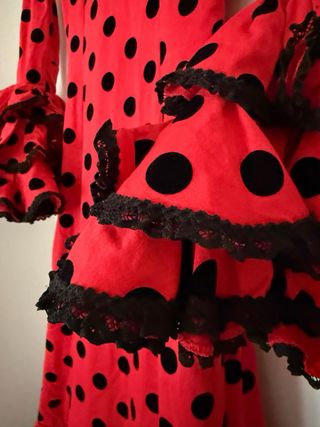 Vestido Flamenco Rojo Lunares Negros